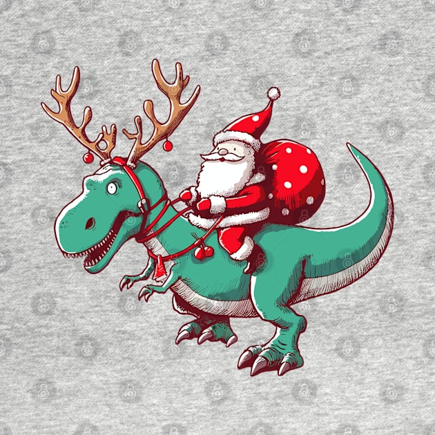 Santa Riding Dinosaur T-Rex by katzura